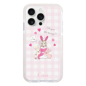 iPhone16ProMax クッションバンパー 耐衝撃クリアケース バニーガール ピンク