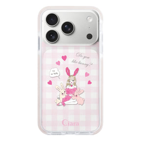 iPhone17Pro クッションバンパー 耐衝撃クリアケース バニーガール ピンク