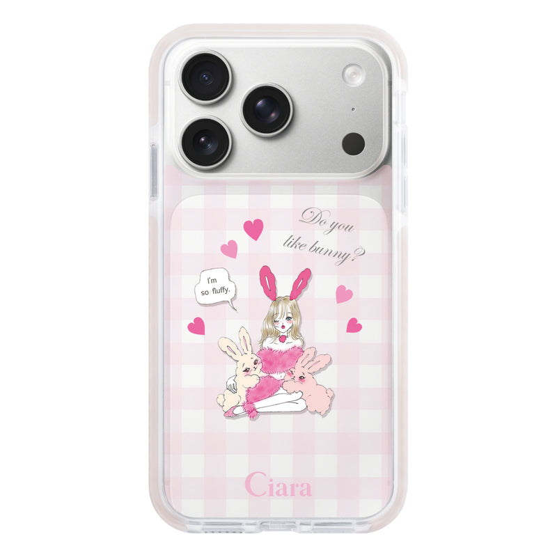 iPhoneケース クッションバンパー 耐衝撃クリアケース バニーアンドガール