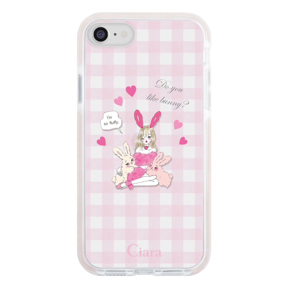 iPhone7Plus/8Plus クッションバンパー 耐衝撃クリアケース バニーガール ピンク