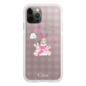 iPhoneX/XS クッションバンパー 耐衝撃クリアケース バニーガール ピンク