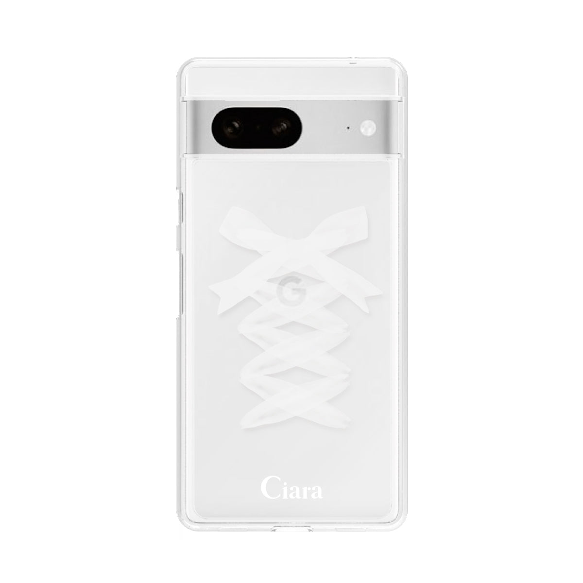 GooglePixel7 クリアケース レースアップリボン ホワイト