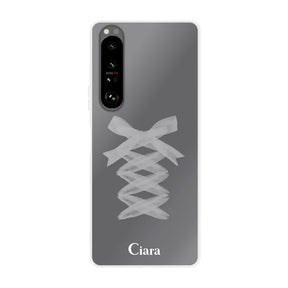 Xperia5Ⅲ クリアケース レースアップリボン ホワイト