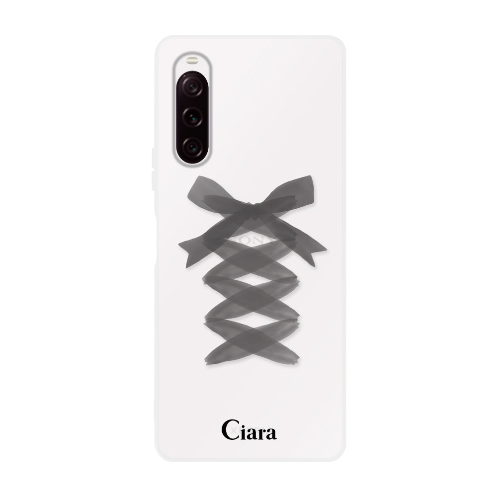 Xperia10Ⅲケース クリアケース レースアップリボン ブラック