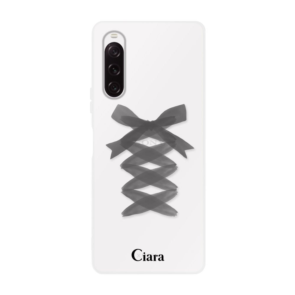 Xperia10Ⅳケース クリアケース レースアップリボン ブラック