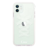 iPhone12mini クッションバンパー 耐衝撃クリアケース レースアップリボン ホワイト