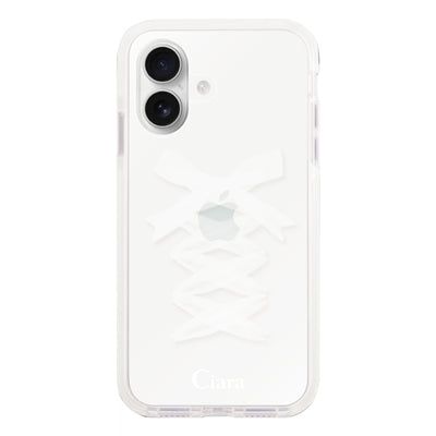 iPhoneケース クッションバンパー 耐衝撃クリアケース レースアップリボン