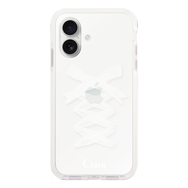 iPhoneケース クッションバンパー 耐衝撃クリアケース レースアップリボン
