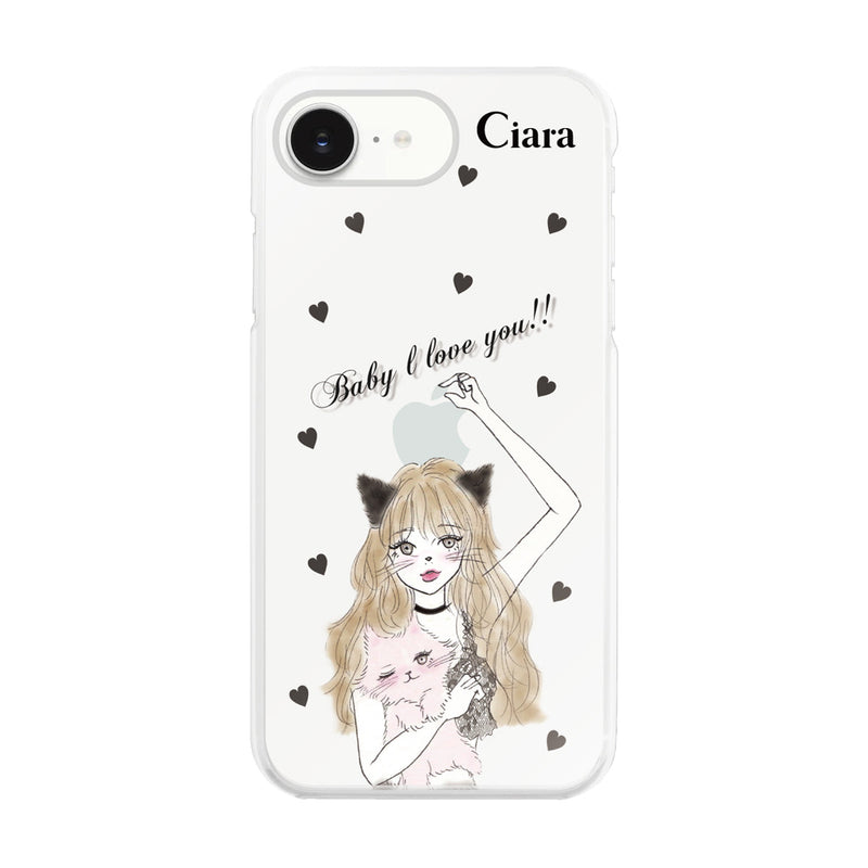 iPhoneケース ハイブリッド クリアケース ブラックキャットガール