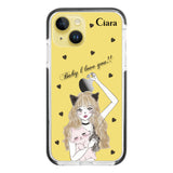 iPhone14Plus クッションバンパー 耐衝撃クリアケース ブラックキャットガール ブラック