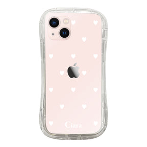 iPhone13 TPUグリップ クリアケース スウィートハート ホワイト