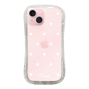 iPhone15 TPUグリップ クリアケース スウィートハート ホワイト