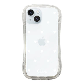 iPhone15Plus TPUグリップ クリアケース スウィートハート ホワイト