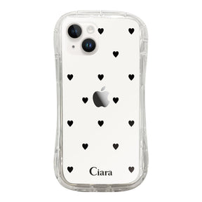 iPhone14 TPUグリップ クリアケース スウィートハート ブラック