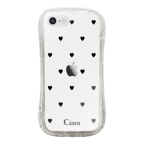 iPhone7/8/SE2/SE3 TPUグリップ クリアケース スウィートハート ブラック