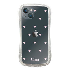 iPhone13mini TPUグリップ クリアケース スウィートハート ピンク