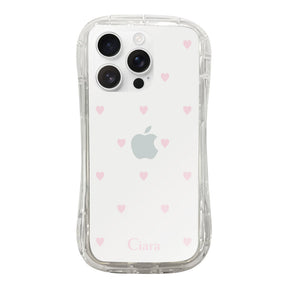 iPhone16ProMax TPUグリップ クリアケース スウィートハート ピンク