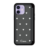 iPhone12/12Pro バックフリップカード収納ミラー付き カード収納ミラー付きケース スウィートハート ブラック