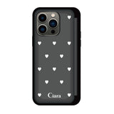 iPhone13Pro バックフリップカード収納ミラー付き カード収納ミラー付きケース スウィートハート ブラック
