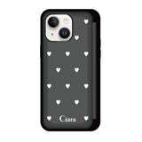 iPhone14/13 バックフリップカード収納ミラー付き カード収納ミラー付きケース スウィートハート ブラック