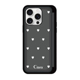 iPhone16ProMax バックフリップカード収納ミラー付き カード収納ミラー付きケース スウィートハート ブラック
