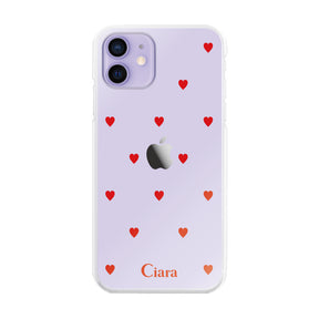iPhone12/12Proケース ハイブリッド クリアケース スウィートハート レッド