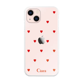 iPhone13ケース ハイブリッド クリアケース スウィートハート レッド