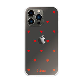 iPhone13Proケース ハイブリッド クリアケース スウィートハート レッド