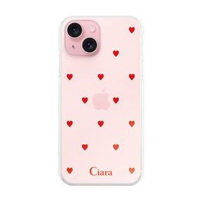 iPhone15ケース ハイブリッド クリアケース スウィートハート レッド