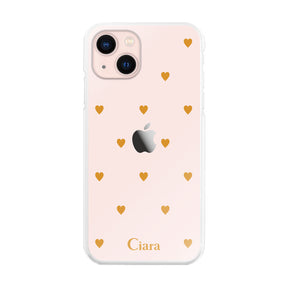 iPhone13ケース ハイブリッド クリアケース スウィートハート オレンジ