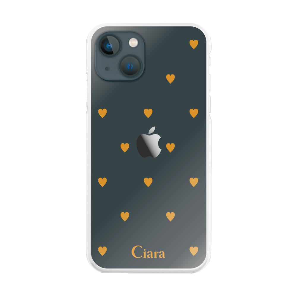 iPhone13miniケース ハイブリッド クリアケース スウィートハート オレンジ