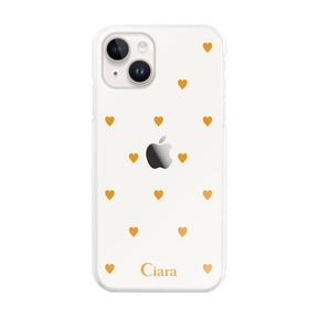 iPhone14ケース ハイブリッド クリアケース スウィートハート オレンジ