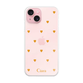 iPhone15ケース ハイブリッド クリアケース スウィートハート オレンジ