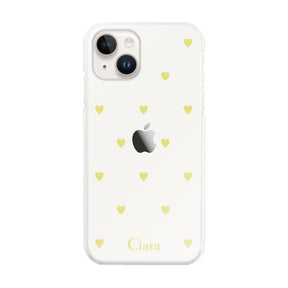iPhone14ケース ハイブリッド クリアケース スウィートハート イエロー
