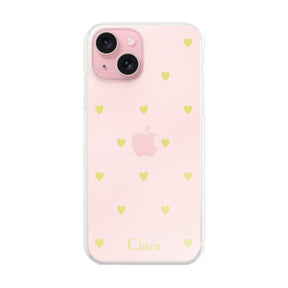 iPhone15ケース ハイブリッド クリアケース スウィートハート イエロー