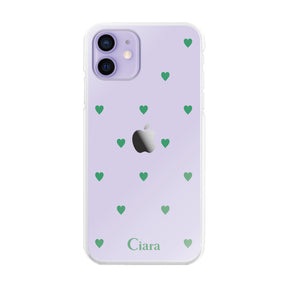 iPhone12/12Proケース ハイブリッド クリアケース スウィートハート グリーン