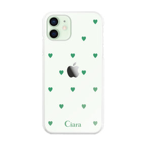 iPhone12miniケース ハイブリッド クリアケース スウィートハート グリーン