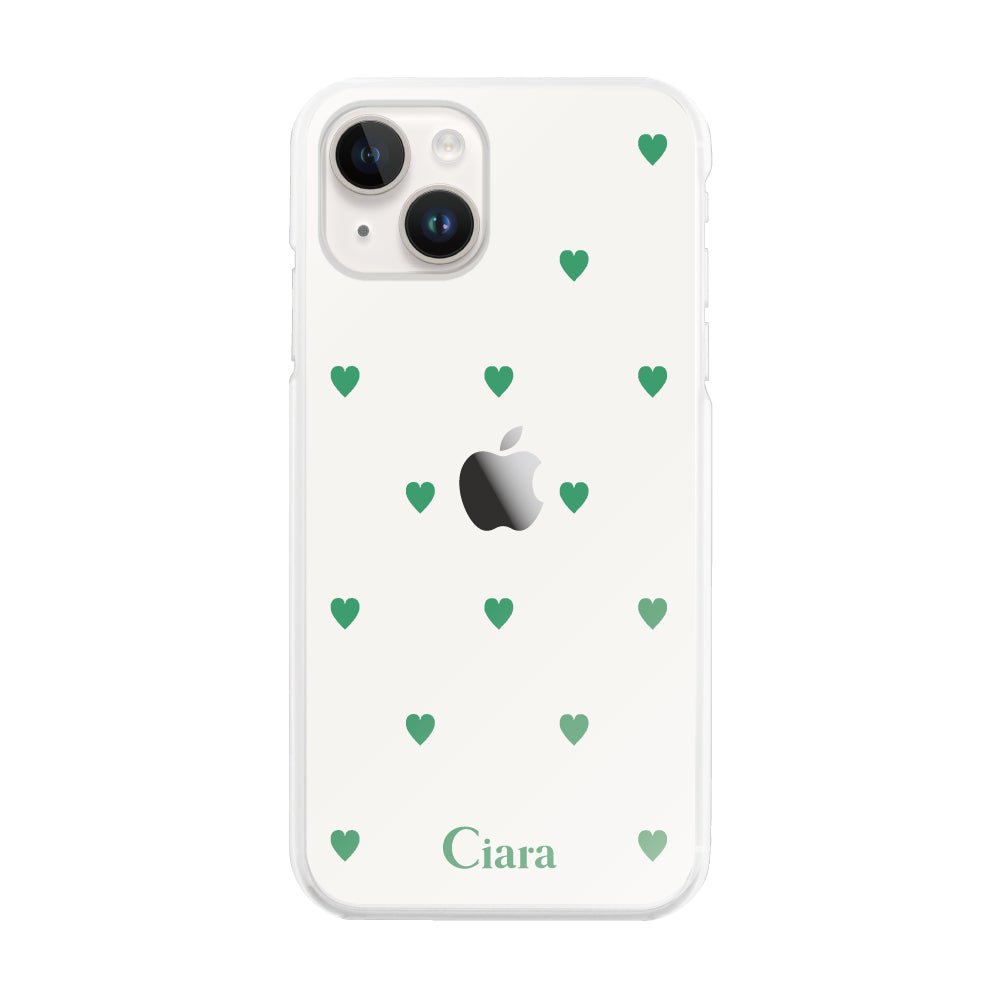iPhone14ケース ハイブリッド クリアケース スウィートハート グリーン