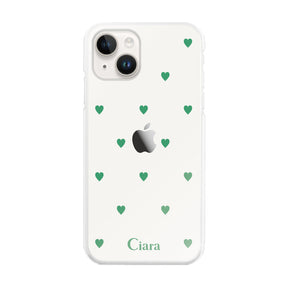 iPhone14ケース ハイブリッド クリアケース スウィートハート グリーン