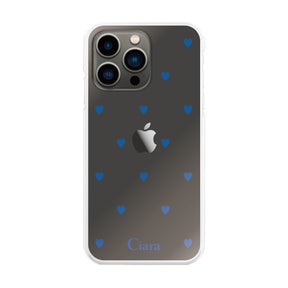 iPhone13Proケース ハイブリッド クリアケース スウィートハート ブルー