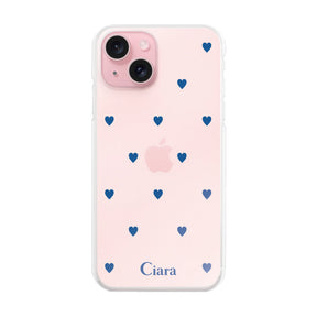 iPhone15ケース ハイブリッド クリアケース スウィートハート ブルー