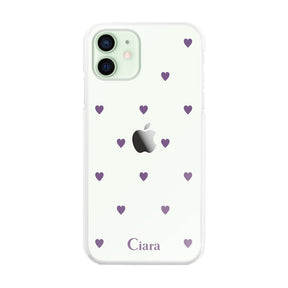 iPhone12miniケース ハイブリッド クリアケース スウィートハート パープル
