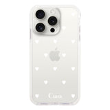 iPhone15ProMax クッションバンパー 耐衝撃クリアケース スウィートハート ホワイト