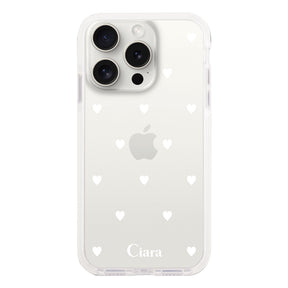 iPhone15ProMax クッションバンパー 耐衝撃クリアケース スウィートハート ホワイト