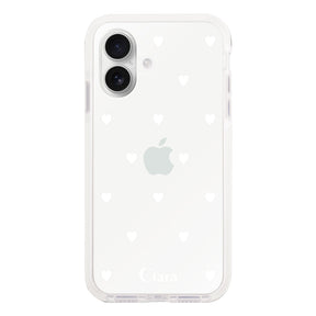 iPhone16 クッションバンパー 耐衝撃クリアケース スウィートハート ホワイト