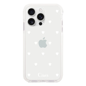 iPhone16ProMax クッションバンパー 耐衝撃クリアケース スウィートハート ホワイト