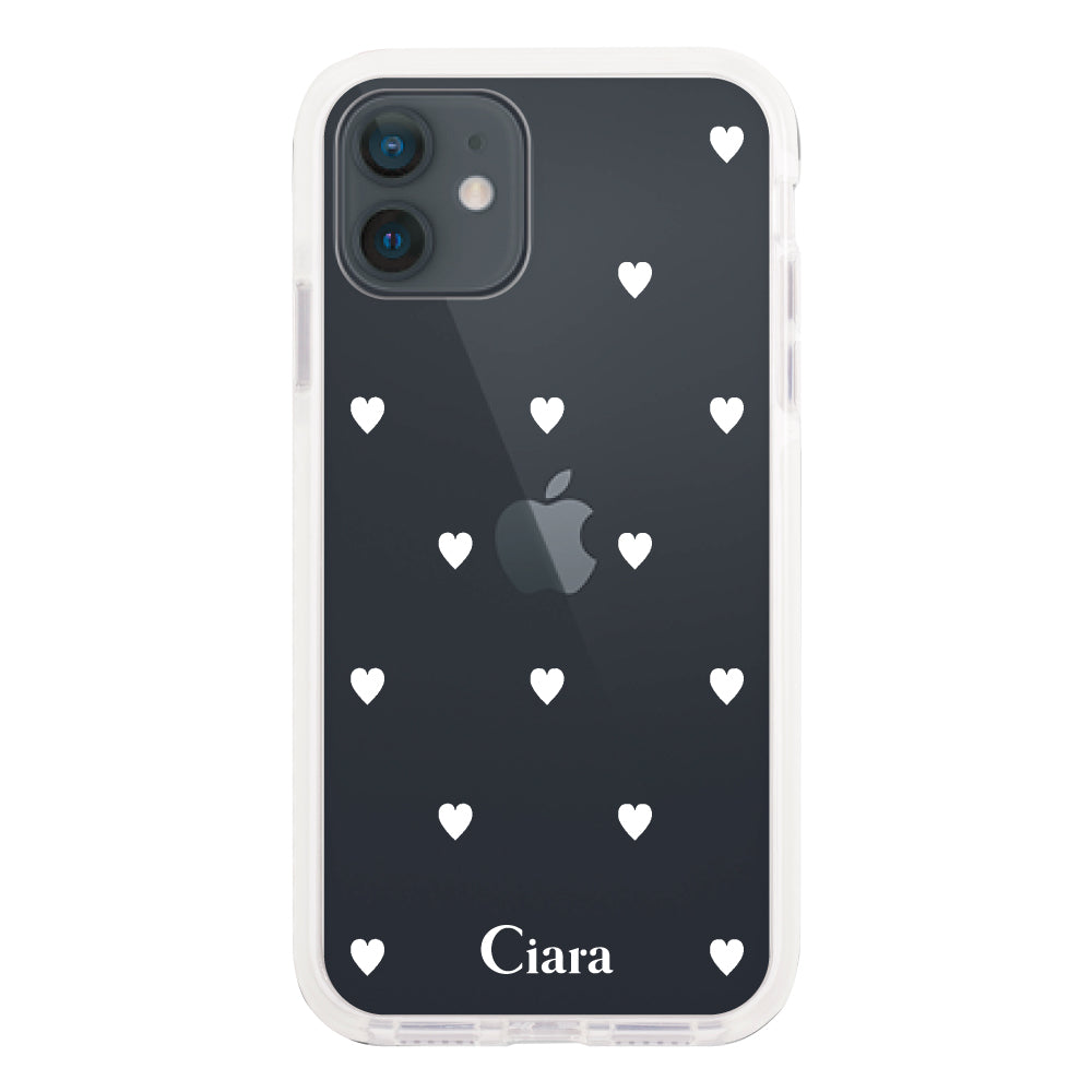 iPhoneXR クッションバンパー 耐衝撃クリアケース スウィートハート ホワイト