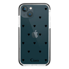 iPhone13mini クッションバンパー 耐衝撃クリアケース スウィートハート ブラック