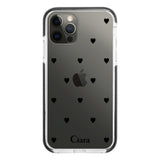 iPhoneX/XS クッションバンパー 耐衝撃クリアケース スウィートハート ブラック