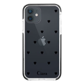 iPhoneXR クッションバンパー 耐衝撃クリアケース スウィートハート ブラック
